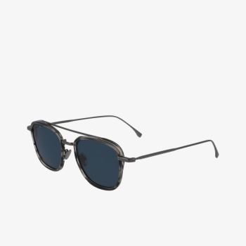 Lacoste Modified Rectangle Metal Novak Djokovic Capsule Sunglasses Pánské - Brýle Šedé | CZ-h2BL9P